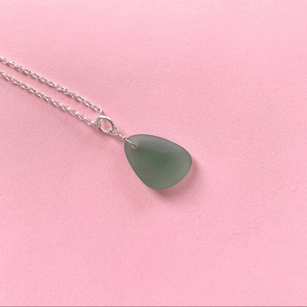 Green Sea Glass Necklace by MaineStreamCo.